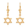 14k Yellow Gold Star of David Earrings