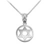 White Gold Encircled Star of David Pendant Necklace