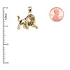 Yellow Gold Red Cz Roaring Full Body Lion Pendant