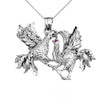 Sterling Silver Fighting Roosters Pendant Necklace