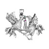 White Gold Fighting Roosters Pendant