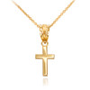 Yellow Gold Smooth Mini Cross Necklace