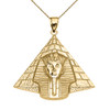 Yellow Gold Detailed Egyptian Pyramid King Tut (Tutankhamun) Pendant Necklace