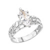 White Gold 2.5 Carat Marquise CZ Solitaire Nugget Engagement Ring
