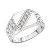 White Gold Diamond Signet Men's Nugget Ring