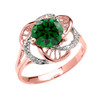 Rose Gold  (LCE) Emerald Solitaire Modern Flower Ladies Ring