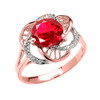 Rose Gold (LCR) Ruby Solitaire Modern Flower Ladies Ring