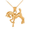 Polished Yellow Gold Stallion Horse Pendant Necklace