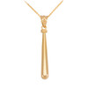 Polished Gold Baseball Bat Pendant Necklace