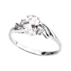 White Gold CZ Oval Solitaire Proposal Ring