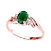 Rose Gold  (LCE) Emerald Oval Solitaire Proposal Ring