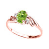 Rose Gold CZ Peridot Oval Solitaire Proposal Ring
