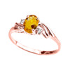 Rose Gold CZ Citrine Oval Solitaire Proposal Ring