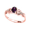 Rose Gold Diamond and Amethyst Oval Solitaire Proposal Ring