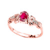 Rose Gold Diamond and Ruby Oval Solitaire Proposal Ring