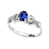 White Gold Diamond and Sapphire Oval Solitaire Proposal Ring