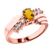 Dazzling Rose Gold Diamond and Citrine Proposal Ring