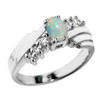 Sterling Silver White Topaz and Opal Ladies Ring