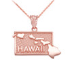 Rose Gold Hawaii State Map Pendant