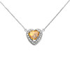 Elegant White Gold Diamond and November Birthstone Yellow Heart Solitaire Necklace