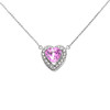 Elegant White Gold Diamond and October Birthstone CZ Pink Heart Solitaire Necklace