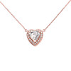 Elegant Rose Gold Diamond and April Birthstone Heart Solitaire Necklace