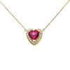 Elegant Yellow Gold Diamond and July Birthstone Heart Solitaire Necklace