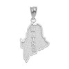 White Gold Maine State Map Pendant Necklace