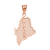 Rose Gold Maine State Map Pendant Necklace