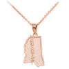 Rose Gold Mississippi State Map Pendant Necklace