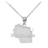 Sterling Silver Wisconsin State Map Pendant Necklace