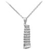 White Gold Detailed Leaning Tower Of Pisa Pendant Necklace