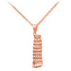 Rose Gold Detailed Leaning Tower Of Pisa Pendant Necklace