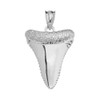 White Gold Polished Shark Tooth Pendant Necklace