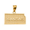 Yellow Gold Kansas State Map Pendant Necklace