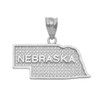 Sterling Silver Nebraska State Map Pendant Necklace