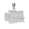 White Gold Washington State Map Pendant Necklace