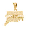 Yellow Gold Connecticut State Map Pendant Necklace