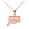 Rose Gold Connecticut State Map Pendant Necklace