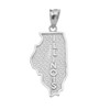 White Gold Illinois State Map Pendant Necklace