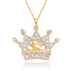 Gold Quinceanera Princess Crown Pendant Necklace