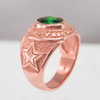 Rose Gold US Army Men's CZ Birthstone Ring