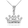 White Gold Quince Crown Pendant Necklace