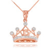 Rose Gold Quince Crown Pendant Necklace