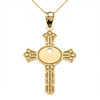 Yellow Gold Unique Design Cross Key Pendant Necklace
