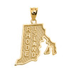 Yellow Gold Rhode Island State Map Pendant Necklace