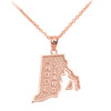 Rose Gold Rhode Island State Map Pendant Necklace