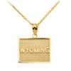 Yellow Gold Wyoming State Map Pendant Necklace