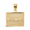 Yellow Gold Wyoming State Map Pendant Necklace
