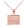 Rose Gold Wyoming State Map Pendant Necklace